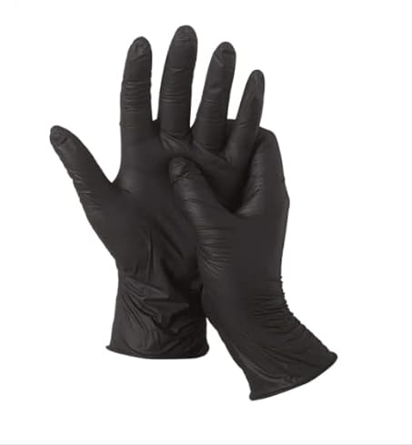 CHAWLA Black Pearl Nitrile Examination - Multipurpose, Powder Free and Latex Free Disposable Gloves, Box of 100 Gloves, Black (1 Box (100 Gloves), XL)