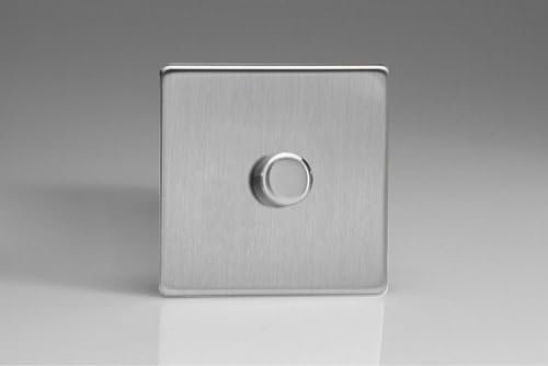Varilight Single V-Pro Smart Wi-Fi Dimmer 1 x 120W LED - Screwless Brushed Steel With Brushed Steel Knob