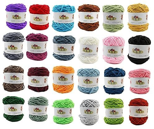 24 Rollen x 45 g Tuftinggarn – 8-lagiges grobes Garn für Tufting-Teppiche – Acrylgarn zum Tuften – Tuftinggarn für Teppichherstellung – 24 Rollen – 45 g/Rolle – 67 Yards/Rolle – CA+CE