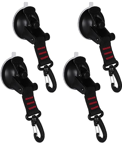 Adiwo Saugnapf Haken Camping, 4 Stück Extra Stark Saugnäpfe Camping Saugnapf Anker mit Befestigung Saughaken Multifunktional für Camping Wohnmobil Zuhause Werkstatt Markise Plane Autospanner Rot