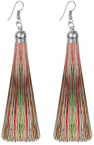 Cupimatch 6 Paare Set Damen Quaste Ohrring Böhmischer Stil Lang Tassel Ohrhänger Farbig Frauen Ohr Schmuck 10,5cm