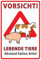 mrdeco Metall Schild 12x18cm gewölbt Vorsicht lebende Tiere Bitte Abstand halten Blechschild
