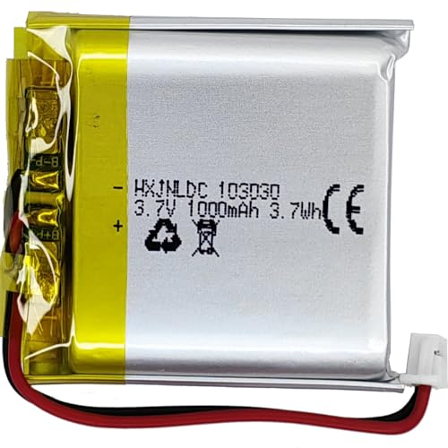 Batteria ricaricabile al polimero di litio CC 3.7V 1000mAh 103030, adatta per prodotti elettronici fai da te 3.7-5V con sostituzione della batteria a 2 fili incorporata e luci LED