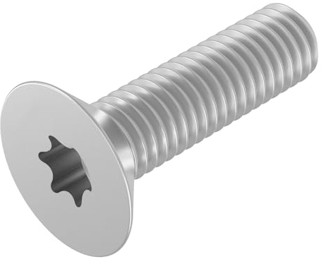 SECCARO Lot de 20 vis à tête fraisée M8 x 30 mm en acier inoxydable V2A VA A2, ISO 14581, six pans creux (TX), filetage complet