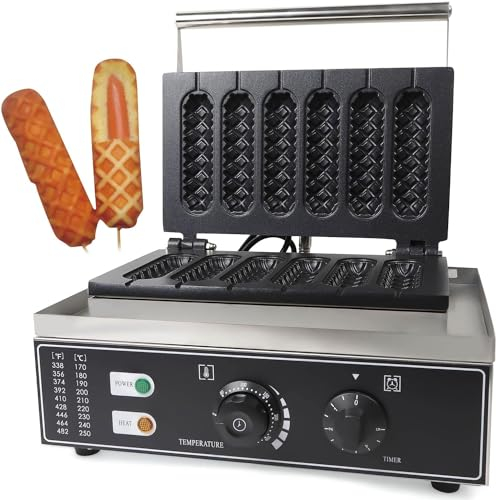 Kaichenyt Hot-Dog-Maker, 1500 W Acero Inoxidable Gofrera para Gofres en el mango Waffle Maker Backt 6 Waffle Dogs/Hot Dogs en 5 minutos Pequeño ayudante para huevos y maíz, 43YH
