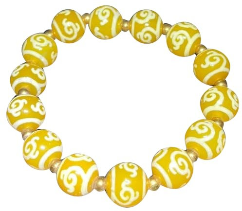 YHDONE Tibetisches Dzi-Achat-Armband, gelbes Tara-Dzi-Perlenarmband mit Zertifikat, für Damen und Herren, Jade-Armbänder für Herren, middle, Achat, Achat