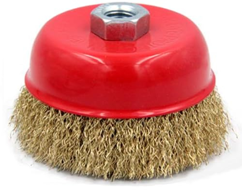 Tradineur - Cepillo de alambre para amoladora angular - Cepillo de acero para madera y metal - Lijado y pulido, eliminación de óxido, rebabas - Ø 125 mm