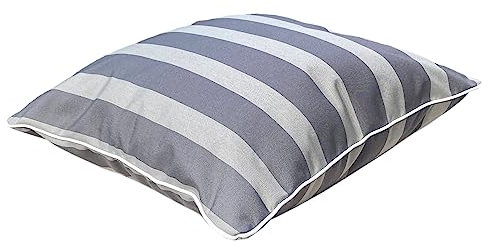 BlinqBlinq Outdoor Kissen inkl. Füllung | Wetterfest, Anti-Schimmel & Lichtecht perfekt für Terasse & Garten | Grau Gestreift Aruba | Kissenbezug Größen 40x40, 50x50, 30x50, 40x60 cm (50x50)