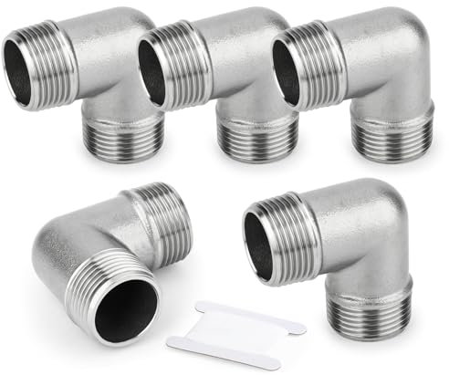 ERGAOBOY 2 Pcs 304 Stainless Steel 90-Degree Male Elbow Pipe Fitting 1/2 BSP Male Pipe Fitting