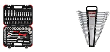 GEDORE red Steckschlüsselsatz, 94-teilig, Mit Umschaltknarren, Ratschen, Steckschlüssel und Bitsatz & Ring-Maulschlüssel-Satz, 24-teilig, SW 6-32, Chrom-Vanadium-Stahl, Silber