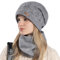 WANYI Damen Mütze Winter Beanie Slouchy Wintermütze Strickmütze Warme Mützen Schal Set mit Weichem Innenfutter für Herbst Winter Frühjahr (Hellgrau)