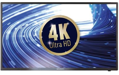 alphatronics SLA-32W4K mit 4K Ultra HD, 80cm und Triple Tuner (DVB-S/S2, DVB-T/T2, DVB-C) integriert für 12/230V