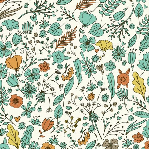 ICYEHAO Self Adhesive Wallpaper Green,44 x 600 cm Green Leaf Wallpaper Pale Plants Wall Paper Yellow Flower Wall Paper Self Adhesive Furniture Wrap for Living Room,Bathroom,Kitchen,Drawer,Cabinets