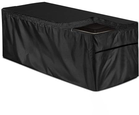 Mimoqk Deck Storage Box Cover - Deck Trunk Protective Cover - Black Outdoor Waterproof Dustproof Deck Box Protection Covers With