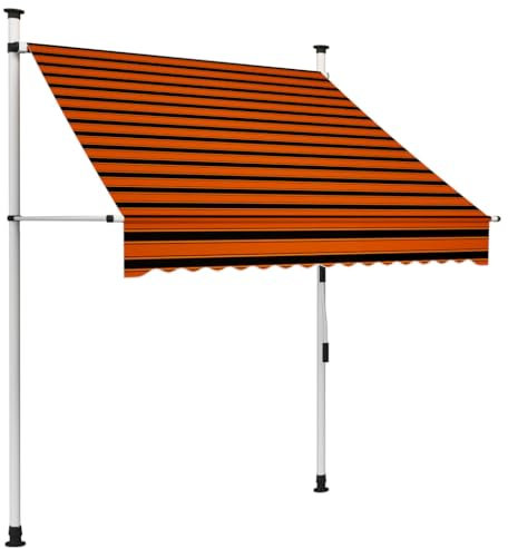Myheimly Einziehbare Balkonmarkise Klemmmarkise Sonnenschutz Garten Markise Handbetrieben 150 cm Orange und Braun