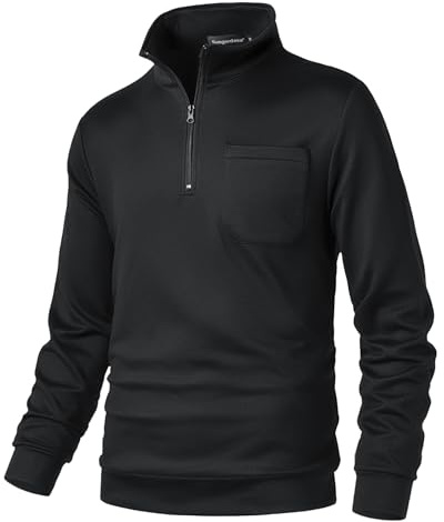 Sungerdasa Herren Fleecepullover Micro Sweatshirt mit Viertel-Reißverschluss Fleece-Sweatshirt Langarmshirts Polo Freizeit Basic Pullover Soft Herbst Winter