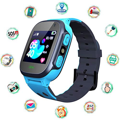 Kinder-Smartwatch LBS Smartwatch für Kinder mit Taschenlampen, Anti-Verlust-Sprachchat, für Jungen und Mädchen, Geburtstagsgeschenke (blau)