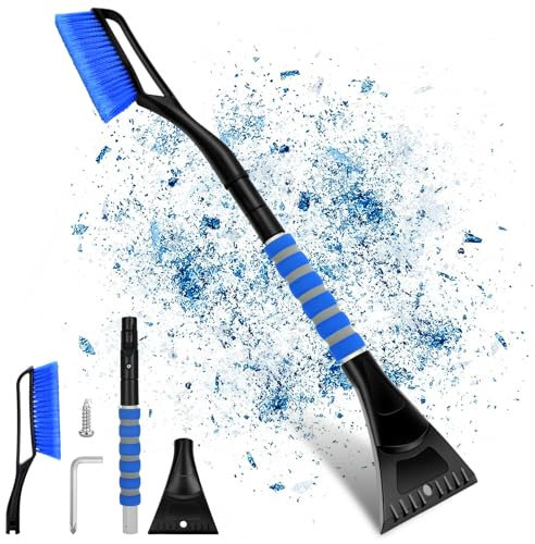 LUOJINYI Raschietto Ghiaccio Auto, 2 In1 Raschietto Ghiaccio Auto, Raschiaghiaccio per Parabrezza Auto, Raschietto per Ghiaccio per Auto con Scopa, per Auto, Camion, SUV,Impugnatura in Schiuma