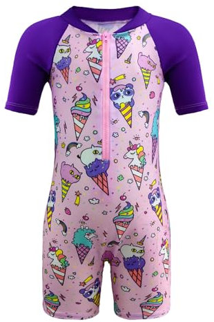 Aduya Girls Swimming Costume Kids One Piece Swimsuit Unicorn Swimwear Swimming Lesions Zipper Suit Rash Guard Surfing Beachwear UV Protection Bathing Suit