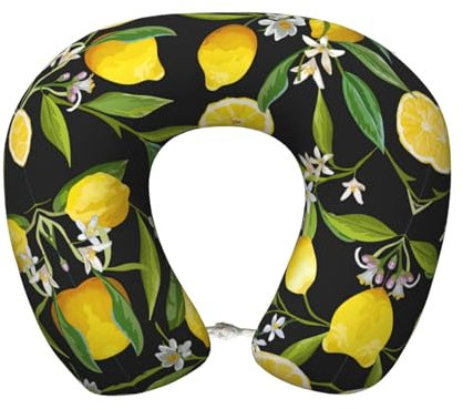 GFXEDSAH Cuscino da viaggio versatile giallo con stampa di limoni, con cuscino portatile in memory foam, per casa, ufficio, campeggio, viaggi