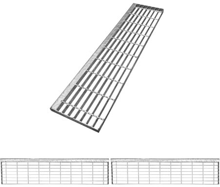 NATOTELA Rejilla de 240 x 1000 x 25 mm, escalón de 2 pisadas, galvanizado, antideslizante, adecuado para escape, fábrica, escaleras exteriores, sótano, taller, zona industrial, jardín, granja