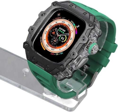 EPANO RM-Stil, Legierung, transparente Lünette, Mod-Kit, für Apple Watch Ultra 2, 49 mm, Gummi-Uhrenarmbänder, Zubehör, Herren, Metall, PC-Uhrenabdeckung, für iWatch Ultra 2, 49 mm Watch DIY (F, für