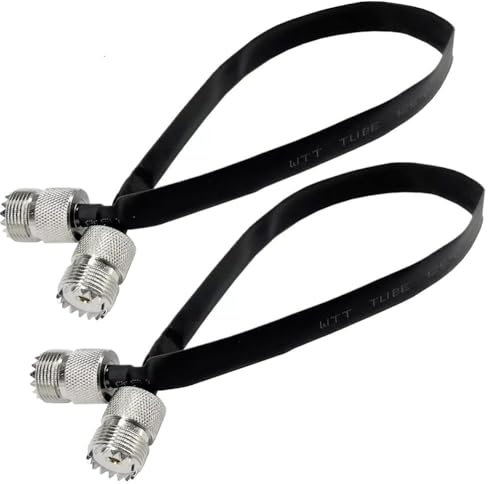 Zwfjcmsa 2 Pièces - Câble Coaxial de 20 cm pour Fenêtre/Porte Passant à Travers Un Câble Plat, Connecteur SO239 UHF à Mâle