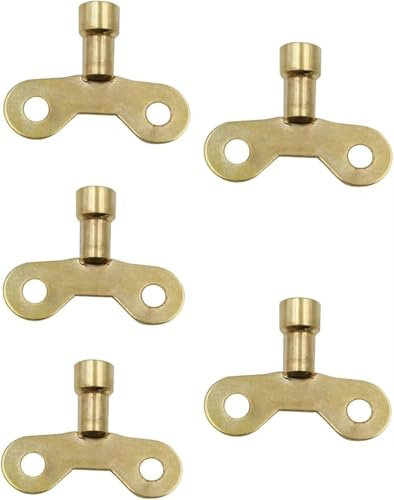 5Pcs Yellow Radiator Plumbing Bleed Bleeding Key Solid Brass Radiator Plumbing Keys Metal for Venting Air Switch Spool Radiator Keys for Bleeding Old Home Radiator Wrenches Hand Tools