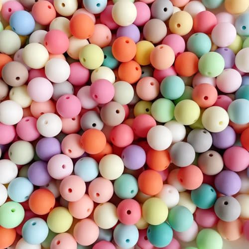 BLMHTWO 200 Stück Acrylperlen, Perlen zum Auffädeln Bunte Runde 12mm Perlen Pastell für Armbänder für Armbänder, Kunsthandwerk, Anhänger
