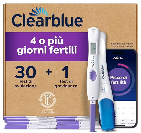 Clearblue 30 Ovulationstest Fortschrittlich & Digital und 1 Schwangerschaftstest – für doppelte Chancen, schwanger zu werden, Zyklus-App-Tracker