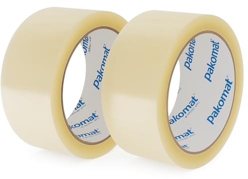 Pakomat Starkes Paketklebeband Transparent 2 Rollen – 48 mm x 100 m Reißfestes Verpackungsband für Umzug & Versandkartons
