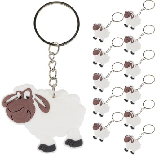 BESPORTBLE 12Er Set Schaf SchlüSselanhäNger Pvc Und Zinklegierung Lustiger AnhäNger FüR Kinder Taschen Deko Und Partygeschenke