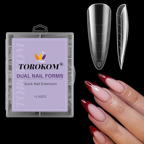 TOROKOM Dual Nagelformen für Poly Extension Gel, 120 PCS Nagel Dual Formen Builder Gel-Nagelformen für Solid Glue Maniküre Design Salon&DIY