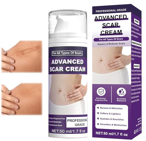 Narbensalbe,Narbensalbe Nach Op,Narbencreme Narbengel,Scar Gel für Kaiserschnitt,Operationen,Keloide,Akne Usw Narbenentfernungscreme für Neue und Alte Narben (50g)
