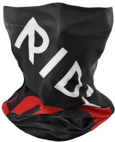 RIDEIRON Motorrad Gesichtsmaske viele verschiedene Designs Schutzmaske,UV-Schutz Atmungsaktiv halstuch motorrad herren Damen für Motorrad, Fahrrad,Fishing,Wandern,Ski,Schwarz-Rot