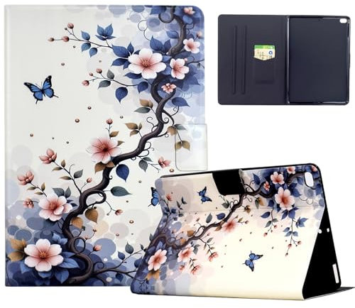 XFDSFDL® Étui pour Apple iPad Air/Air 2 / iPad 2017-2018 (9,7 Pouces) PU Cuir Housse Flip Coque Fleur Rose Motif avec Support et Veille/Réveil Automatique Protection Cas 04