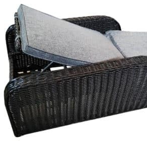 Nustone Rattan Sun Lounger Chair Bed with 5cm Cushions, Garden, Patio and Terrace Furniture, 4 Reclining Positions in Black