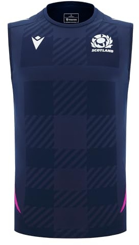 Macron Scotland SRU 2025/26 Mens Poly Training Vest (UK, Alpha, XXL, Regular, Regular, Blue)
