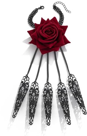 rongweiwang Blutrote, verstellbare Perle für Damen, blutrot, modisch und oxidationsbeständig. Perfekt für Halloween und Themenpartys, Schwarz, drei