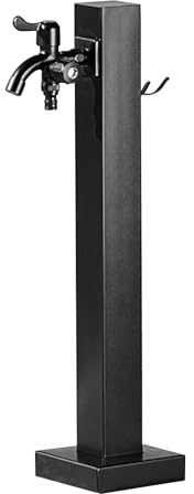 304 Edelstahl Garten Wassersäule Doppelausgang Wasserhahn 1 2 Zoll frostbeständiger Wasserhahn für Garten 60 cm schwarze Wasserversorgungsstation