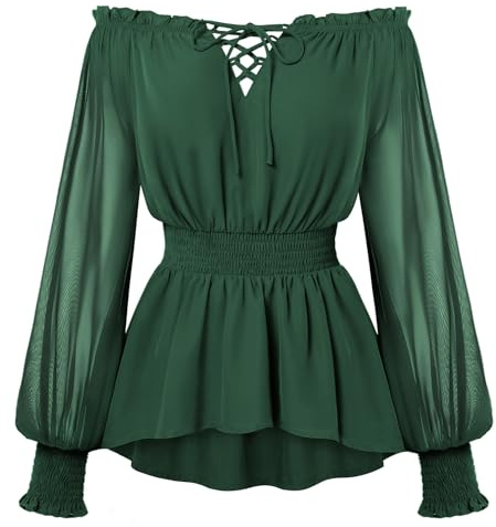 SCARLET DARKNESS Blusa de manga larga para mujer, estilo casual, estilo campestre, vintage, medieval, para salir
