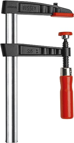 BESSEY Temperguss-Schraubzwinge TG15B5, Spannweite 150 mm Ausladung 50 mm, Stabile Hohlprofilschiene mit Riffelung, Gewicht 0,29 Kg
