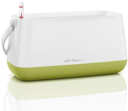 LECHUZA YULA Self Watering Planter Plant Bag Flower Plant Pot Indoor Table Planter without Drainage Hole Poly Resin H18 L38 W17 cm Green