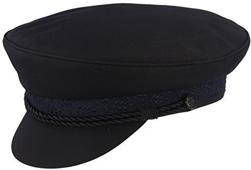 Breiter Elbsegler Mütze | Kapitänsmütze | Matrosenmütze aus Tuch - mit rotem Innenfutter & Kordel-Garnitur - Marine