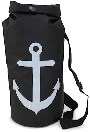 Sonia Originelli 10 Liter Seesack Anker Wasserfest Trockensack Survival Bag Farbe Schwarz