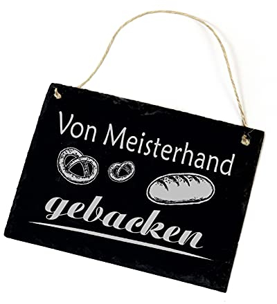 Schild Von Meisterhand gebacken - Bäckerei Schiefertafel 22x16cm | Dekolando