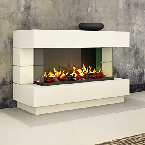 muenkel design London 1400 LED Opti-Myst Elektro-Kamin – inkl. OptiGlo Deko-Holz – ohne Heizung -Wassetank - Korpus RAL Wunschfarbe