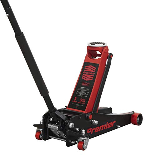 Sealey 3 Tonne Low Profile Trolley Jack, Car Jack, with Rocket Lift - Red - 3040AR