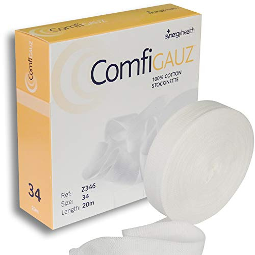 Comfigauz Size '34' Tubular Natural Cotton Stockinette Bandage - Unstretched (Flat Diameter Width) 3.6cm - Ideal Childrens Limbs, Adult Hands, Small Limbs - 20m Length (1 Box)