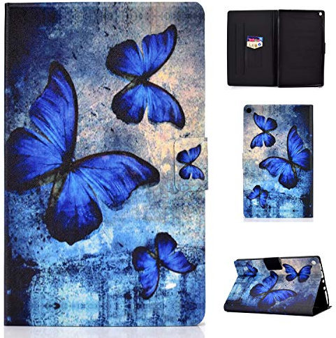 Bspring Coque pour Amazon Kindle Fire HD 8 en PU Cuir Flip Housse Étui Cover Case Wallet Portefeuille Supporter avec Carte de Crédit Fentes pour Amazon Kindle Fire HD 8,Papillon rétro